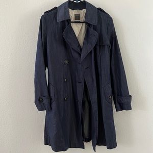 Soft chambray denim trench coat